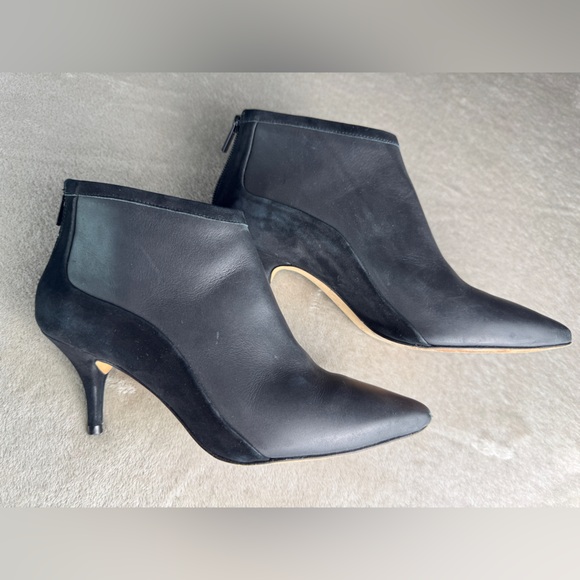 Loeffler Randall‎ Reese Bootie Black Leather/Suede - Size 7 Heel Sexy Minimalist - Picture 3 of 11